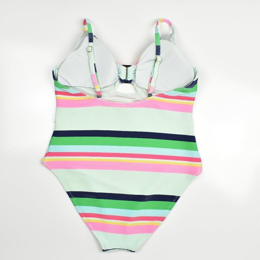 Trina Turk Ribbed Rainbow Deco Stripe One Piece Swimsuit - 14 - Picture 5 of 8
